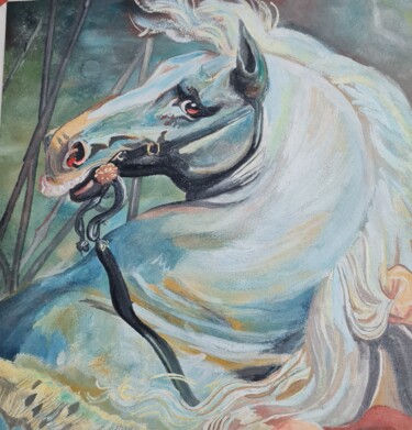 Painting titled "La bataille" by Sylvie Etienne, Original Artwork, Gouache