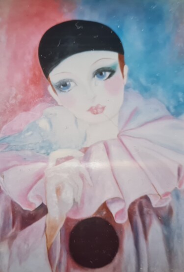 Peinture intitulée "" Le pierrot"" par Sylvie Etienne, Œuvre d'art originale, Huile