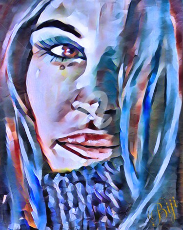 Arts numériques intitulée "Portrait de femme" par Biji Art, Œuvre d'art originale, Peinture numérique
