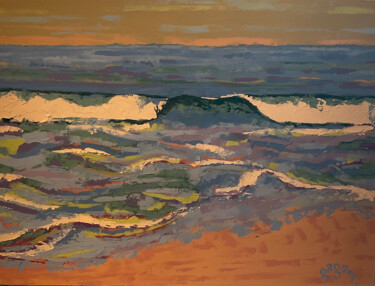 Peinture intitulée "LA vague" par Sylvie Gagnon, Œuvre d'art originale, Huile