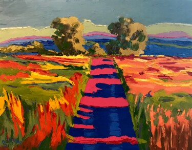 Painting titled "Chemin faisant no. 2" by Sylvie Gagnon, Original Artwork, Oil