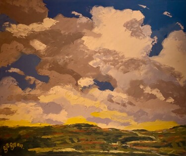 Painting titled "Nuages en folie" by Sylvie Gagnon, Original Artwork, Oil