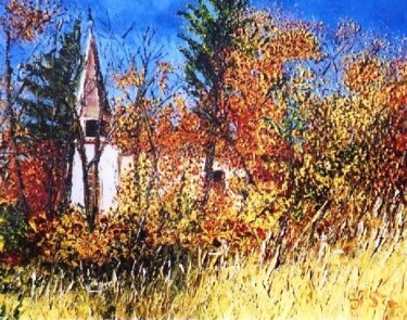 Peinture intitulée "La chapelle est dan…" par Sylvie Gagnon, Œuvre d'art originale, Huile