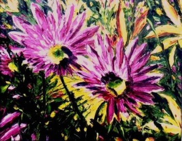 Peinture intitulée "Magie de chrysanthè…" par Sylvie Gagnon, Œuvre d'art originale, Huile