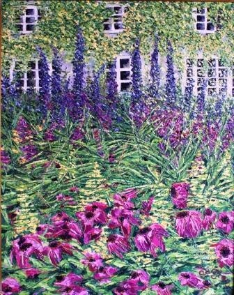 Painting titled "English garden" by Sylvie Gagnon, Original Artwork, Oil