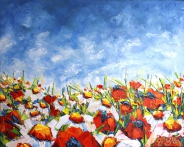 Painting titled "Marguerites s'en vo…" by Sylvie Gagnon, Original Artwork, Oil