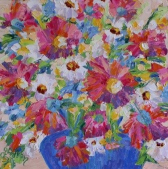 Painting titled "French Bouquet" by Sylvie Gagnon, Original Artwork, Oil