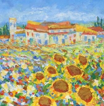 Painting titled "Rêve de Provence" by Sylvie Gagnon, Original Artwork, Oil