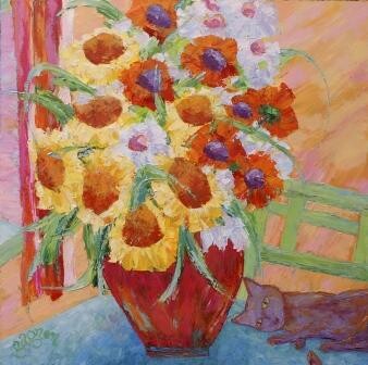 Peinture intitulée "Les fleurs préférée…" par Sylvie Gagnon, Œuvre d'art originale, Huile
