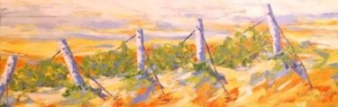 Peinture intitulée "Vignoble d'en haut" par Sylvie Gagnon, Œuvre d'art originale, Huile