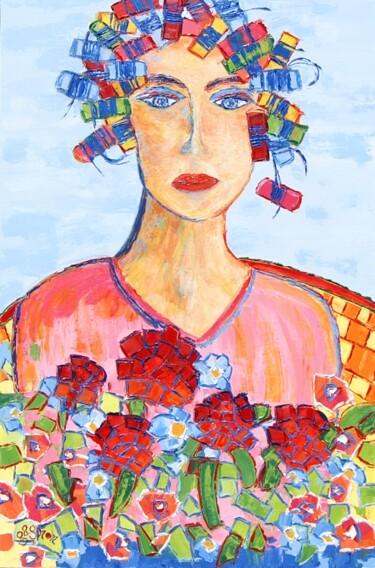 Картина под названием "Bigoudis au balcon" - Sylvie Gagnon, Подлинное произведение искусства, Масло