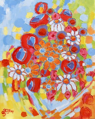 Peinture intitulée "Bouquet de la St-Je…" par Sylvie Gagnon, Œuvre d'art originale, Huile