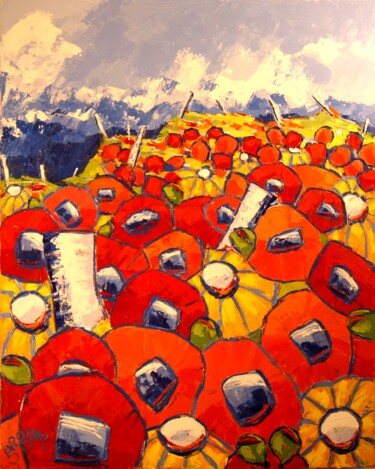 Painting titled "Coup de pavots" by Sylvie Gagnon, Original Artwork, Oil