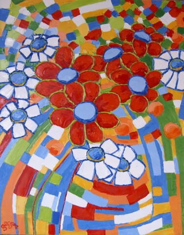Peinture intitulée "Bouquet à la Mirtaz…" par Sylvie Gagnon, Œuvre d'art originale, Huile