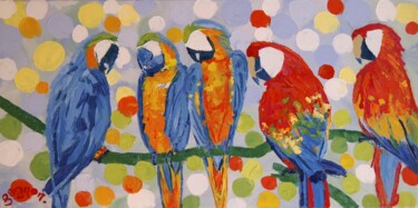 Painting titled "LES MÉMÈRES DU VILL…" by Sylvie Gagnon, Original Artwork, Oil