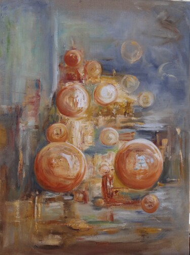 Картина под названием "La naissance des âm…" - Sylvie Gallizio, Подлинное произведение искусства, Масло