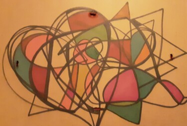 Dessin intitulée "Cœur géométrique" par Sylvie Gerle, Œuvre d'art originale, Marqueur