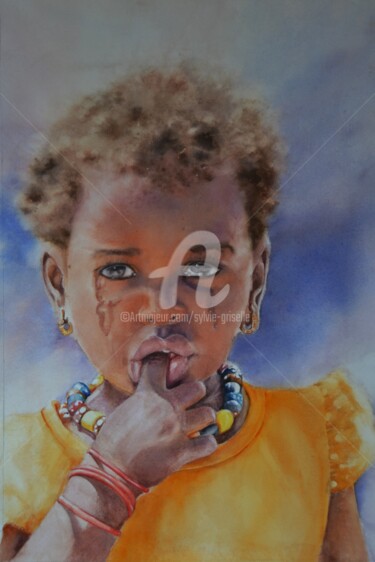 Peinture intitulée "larmes d'enfant" par Sylvie Griselle, Œuvre d'art originale