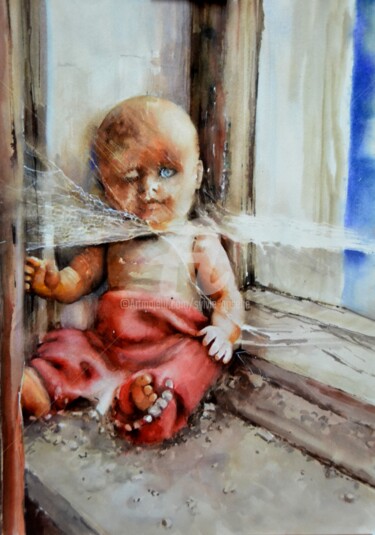 Peinture intitulée "L'oubliée" par Sylvie Griselle, Œuvre d'art originale, Aquarelle