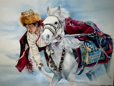Peinture intitulée "cavalier.jpg" par Sylvie Griselle, Œuvre d'art originale