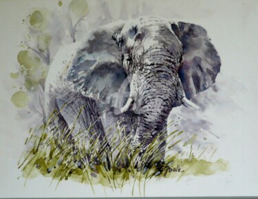Peinture intitulée "lephant.jpg" par Sylvie Griselle, Œuvre d'art originale