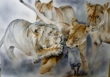 Peinture intitulée "la-chasse.jpg" par Sylvie Griselle, Œuvre d'art originale