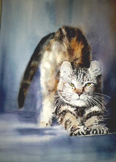 Painting titled "le-chat.jpg" by Sylvie Griselle, Original Artwork