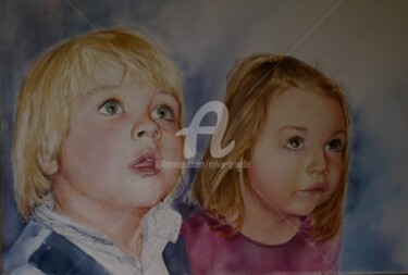 Painting titled "cousin-cousine.jpg" by Sylvie Griselle, Original Artwork