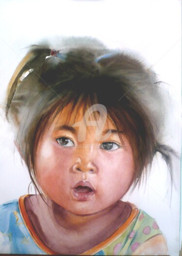 Peinture intitulée "petite birmane" par Sylvie Griselle, Œuvre d'art originale