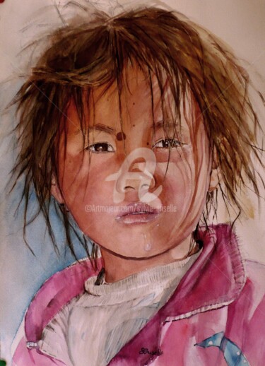 Painting titled "la-petite-tibetaine…" by Sylvie Griselle, Original Artwork