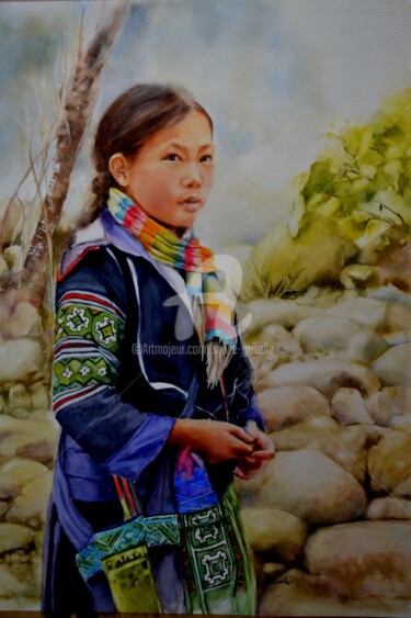 Peinture intitulée "Culture Hmong…" par Sylvie Griselle, Œuvre d'art originale