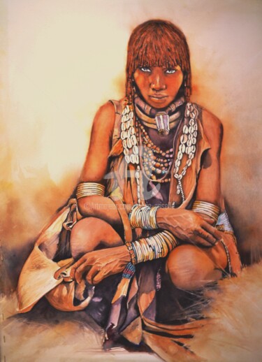 Painting titled "african-fashion.jpg" by Sylvie Griselle, Original Artwork, Watercolor