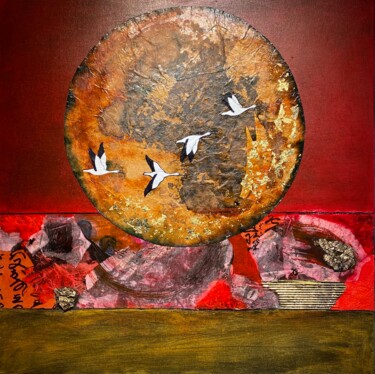 Schilderij getiteld "Sélénologie (2)" door Sylvie Grondin, Origineel Kunstwerk, Acryl Gemonteerd op Frame voor houten branca…
