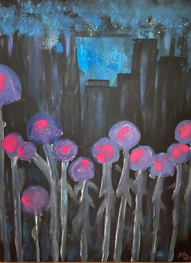 Картина под названием "Rêve urbain" - Sylvie Hantraye, Подлинное произведение искусства, Акрил Установлен на Деревянная рама…