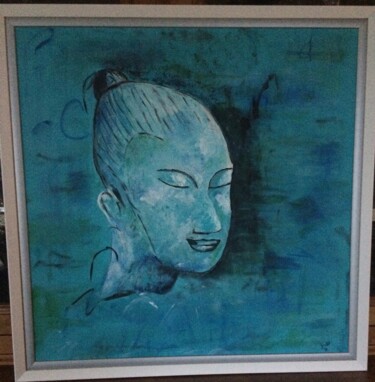Peinture intitulée "blue face" par Sylvie Hantraye, Œuvre d'art originale, Acrylique Monté sur artwork_cat.