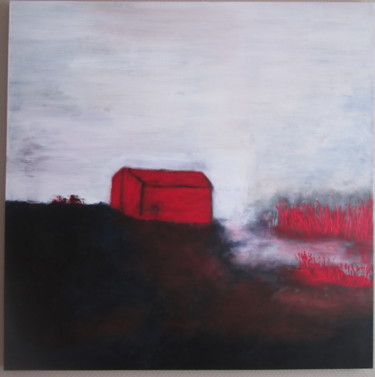 Painting titled "LA CABANE" by Sylvie Hermann, Original Artwork, Acrylic Mounted on Wood Stretcher frame