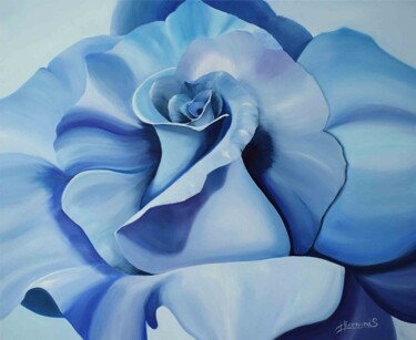 Peinture intitulée "Volute bleue" par Sylvie Hiernard, Œuvre d'art originale, Huile