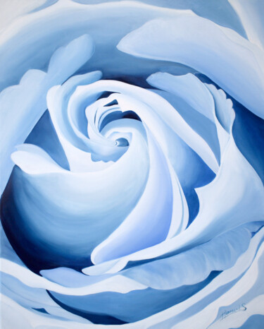 Peinture intitulée "Le grand bleu" par Sylvie Hiernard, Œuvre d'art originale, Huile Monté sur Châssis en bois