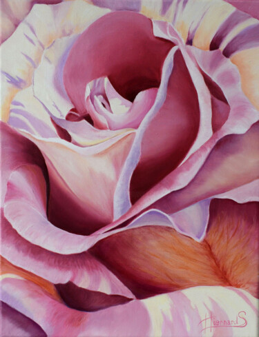 Pittura intitolato "moirée rose" da Sylvie Hiernard, Opera d'arte originale, Olio