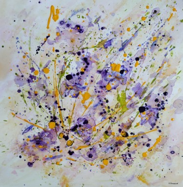 Peinture intitulée "Les iris" par Sylvie Jousselin, Œuvre d'art originale, Acrylique Monté sur Châssis en bois