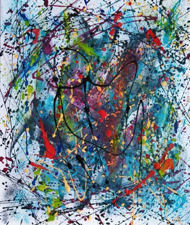 Картина под названием "Amour" - Sylvie Jousselin, Подлинное произведение искусства, Акрил Установлен на Деревянная рама для…