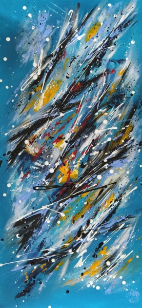Painting titled "Blizzard" by Sylvie Jousselin, Original Artwork, Acrylic Mounted on Wood Stretcher frame