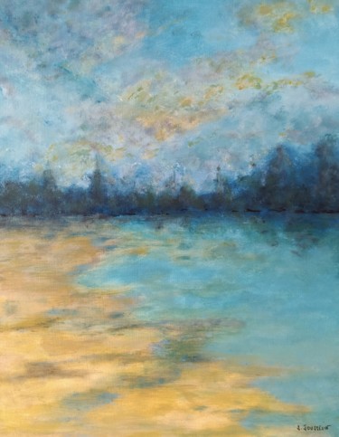 Painting titled "Crépuscule" by Sylvie Jousselin, Original Artwork, Acrylic Mounted on Wood Stretcher frame