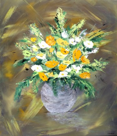 Painting titled "Bouquet printanier" by Sylvie Jousselin, Original Artwork, Acrylic Mounted on Wood Stretcher frame