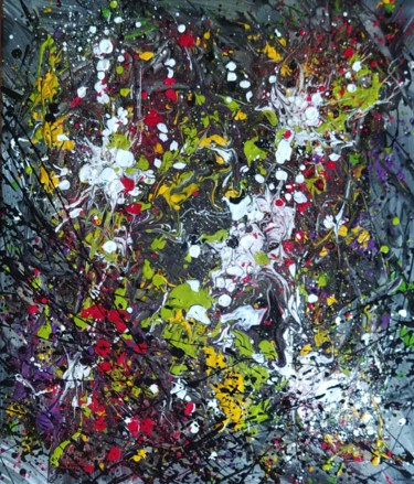 Peinture intitulée "Jardin pétillant" par Sylvie Jousselin, Œuvre d'art originale, Acrylique Monté sur Châssis en bois