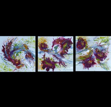 Peinture intitulée "Tourbillon floral" par Sylvie Jousselin, Œuvre d'art originale, Acrylique