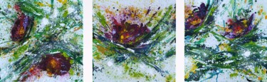Картина под названием "Explosion florale" - Sylvie Jousselin, Подлинное произведение искусства, Акрил