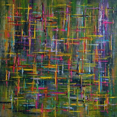 Painting titled "Vibrations" by Sylvie Jousselin, Original Artwork, Acrylic Mounted on Wood Stretcher frame