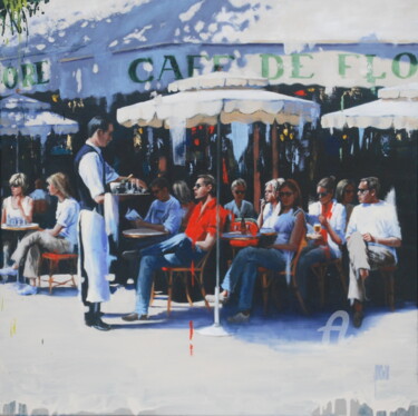 Картина под названием "Un dimanche à Paris" - Sylvie Julkowski-Egard, Подлинное произведение искусства, Масло Установлен на…