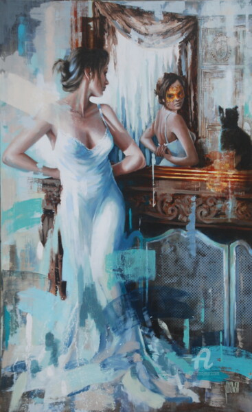 Картина под названием "Alter ego" - Sylvie Julkowski-Egard, Подлинное произведение искусства, Масло Установлен на Деревянная…